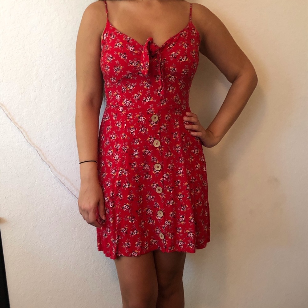 Red Floral Dress — small